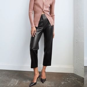 Babaton vegan leather straight crop pant